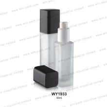 30ml Frosted Square Glass Foundation Bottle with Black Color Lotion Pump Packaging
